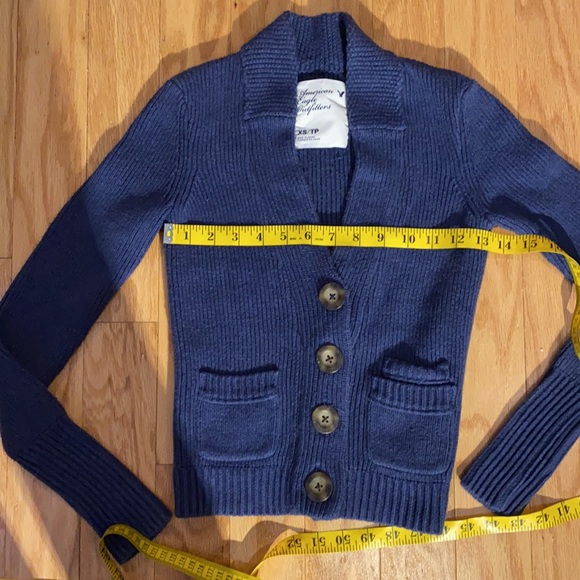 American Eagle button up ribbed knit cardigan in cobalt blue in size XS - Picture 13 of 14